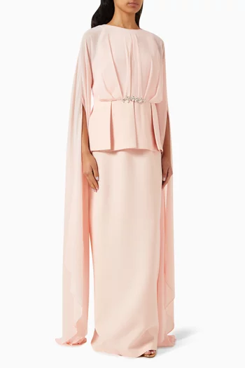Crystal-embellished Maxi Dress in Chiffon & Crepe