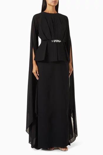 Crystal-embellished Maxi Dress in Chiffon & Crepe