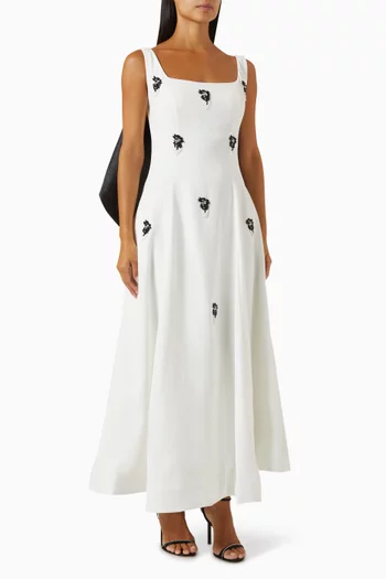 Bead-embellished Maxi Dress in Crepe