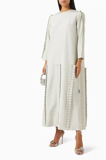 Round-neck Pleated Maxi Dress