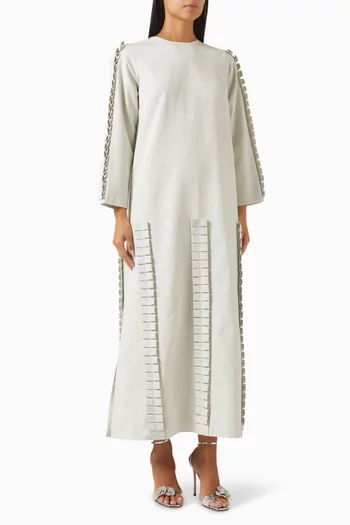 Round-neck Pleated Maxi Dress