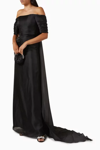Ivy Off-shoulder Cape Gown