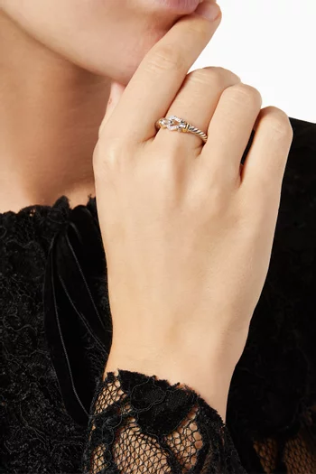 Petite Diamond Buckle Ring in Sterling Silver & 14kt Gold