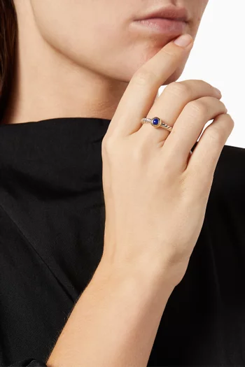 خاتم بيتيت كابل مرصع بلازورد فضة إسترلينية وذهب عيار 14