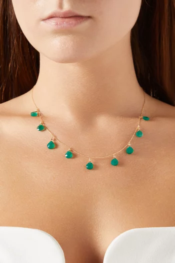 Large Gypsy Necklace with Agate in 18kt Yellow Gold