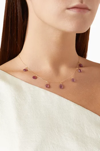 Gypsy Necklace with Rubies in 18kt Yellow Gold