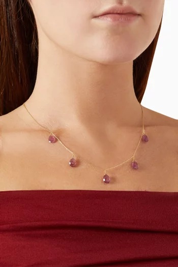 Large Gypsy Necklace with Rubies in 18kt Yellow Gold