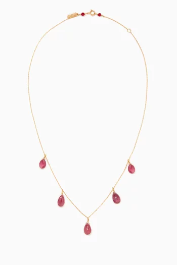 Large Gypsy Necklace with Rubies in 18kt Yellow Gold