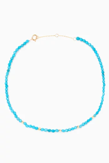 Beaded Anklet in Turquoise & 18kt Yellow Gold