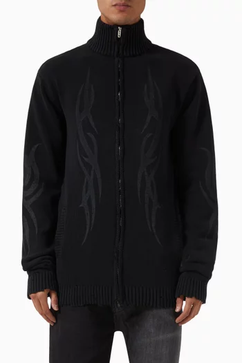 Y2K Zip-up Cardigan in Cotton-knit