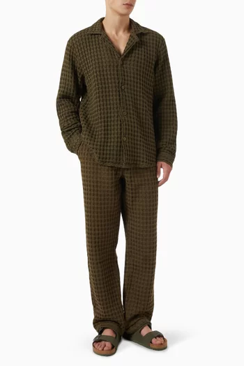 قميص تيرتل بياقة بنمط كوبي بنسيج وافل