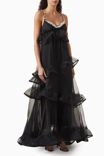 Crush Embellished Maxi Dress in Silk
