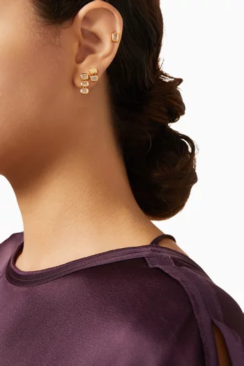 طقم أقراط بيانكا مرصع بأحجار زركونيا نحاس مطلي بلون ذهبي، 3 قطع