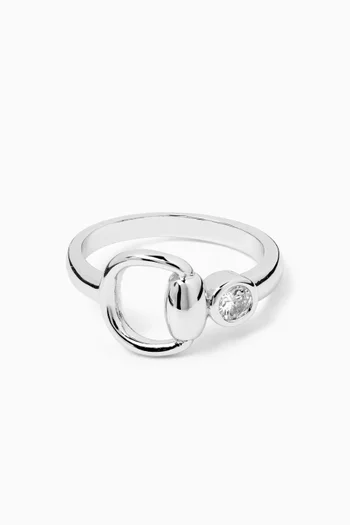 خاتم بتصميم لجام حصان نحاس مطلي فضة