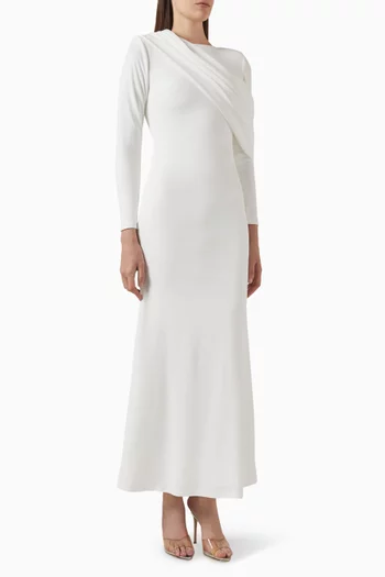 Riva Draped Maxi Dress in Lycra Crepe