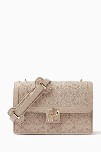 Ladies First 24 Embroidered Shoulder Bag in Armure Leather