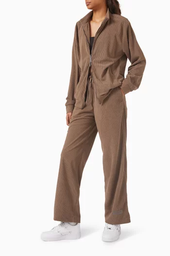 Ribbed Wide-leg Pants in Velvet