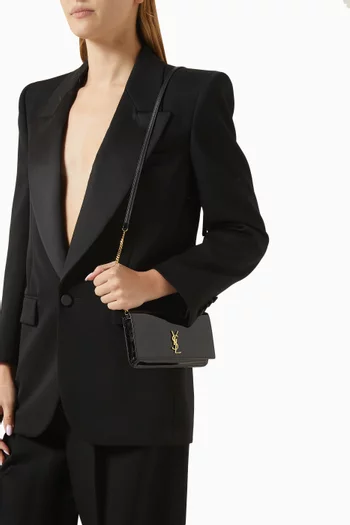 Cassandre Phone Holder with Strap in Patent Leather