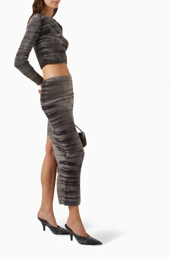 Zebra-print Maxi Skirt in Chenille