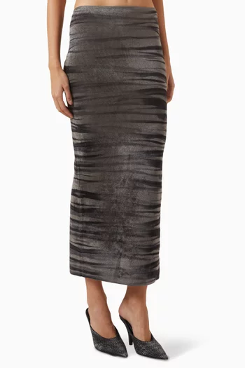 Zebra-print Maxi Skirt in Chenille