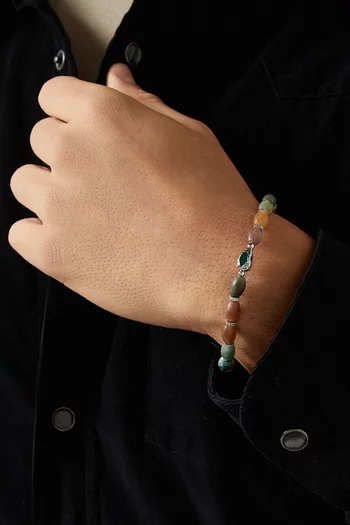 سوار فايبر بحجر يشب هندي فضة إسترلينية مطلية بالروديوم