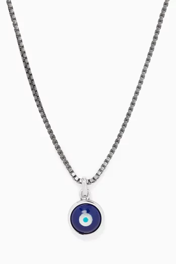 Milos Evil Eye Necklace In Palladium, Resin & Pearl