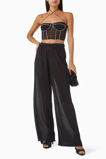 Gem Necklace Corset Top in Mesh