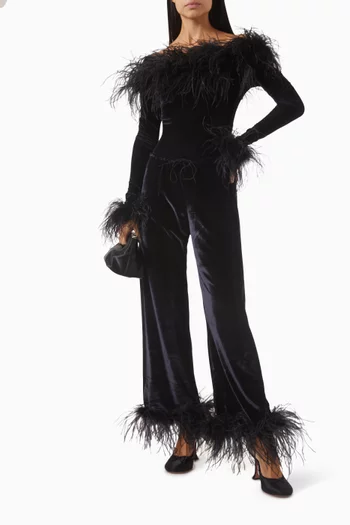 Plumage Wide-leg Pants in Velvet