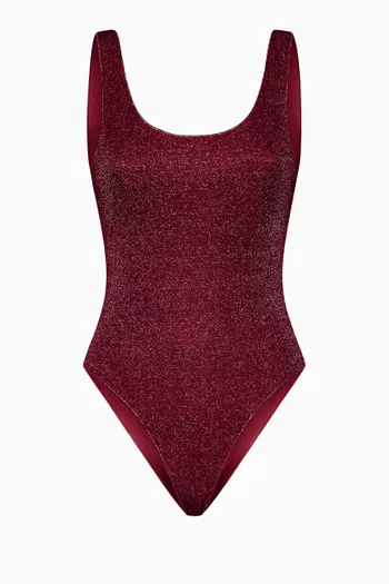 Lumiere Sporty Maillot One-piece Swimsuit in Lurex