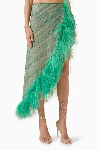 Shiny Striped Pareo Midi Skirt in Lurex