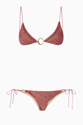 Shiny Striped O Bikini Set