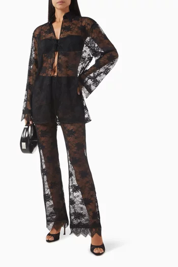 Sheer Tie-front Shirt in Lace