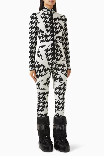 Houndstooth Jumpsuit in Merino Wool