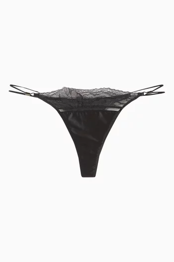Sequin-embellished Thong in Lace & Mesh
