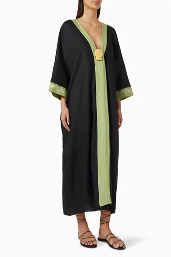 Praia Embroidered Kaftan in Linen