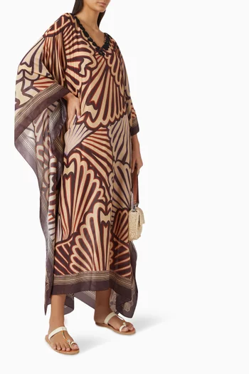 Morena Printed Kaftan in Cotton-silk
