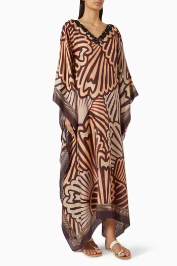 Morena Printed Kaftan in Cotton-silk