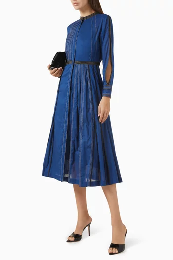 Pleated Midi Dress in Cotton