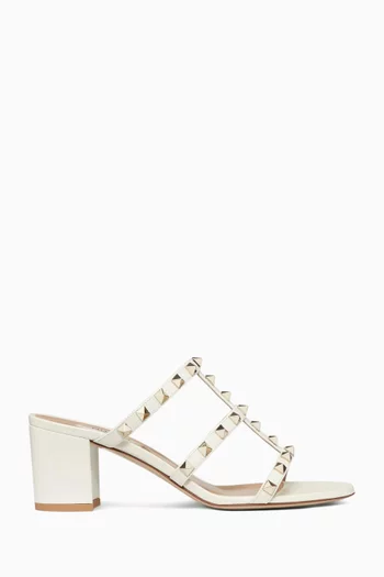 Rockstud 60 Slide Sandals in Leather