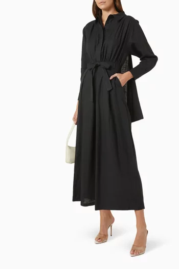 Cape Belted Jumpsuit in Linen