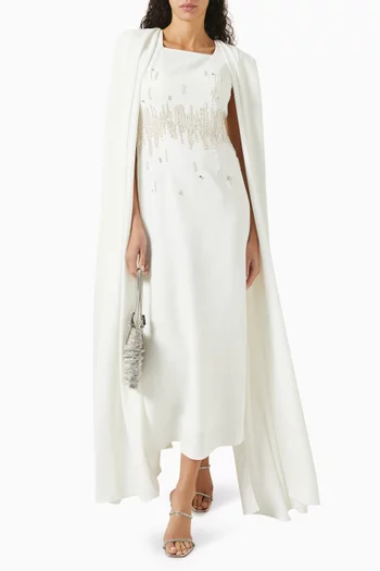 Embroidered Crystals Maxi Dress