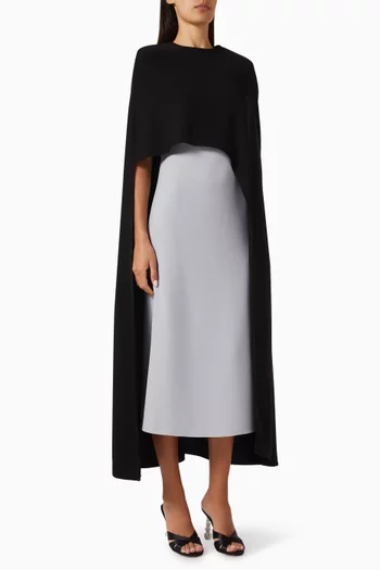 Cape Midi Dress in Satin