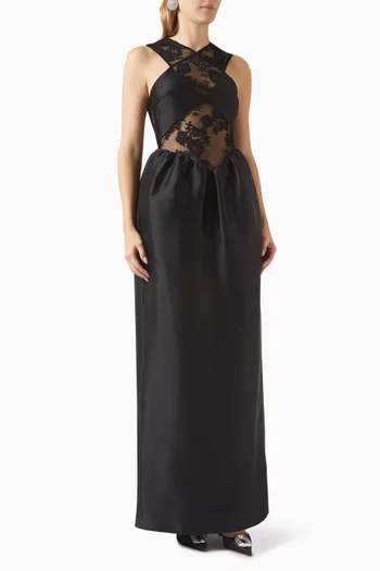 Lace Maxi Dress in Taffeta