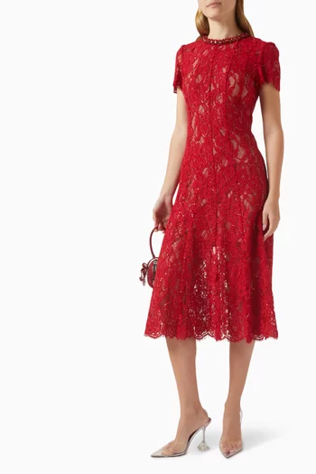 Sequin-embellished Midi Dress in Lace
