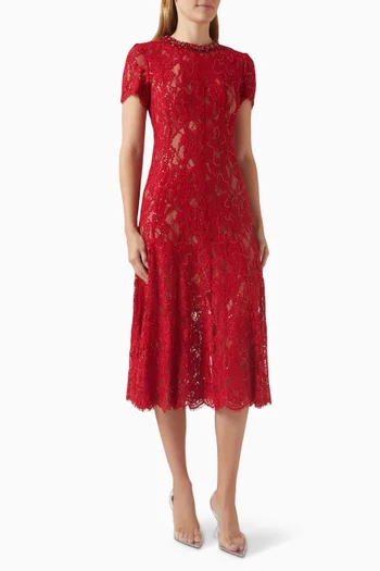 Sequin-embellished Midi Dress in Lace