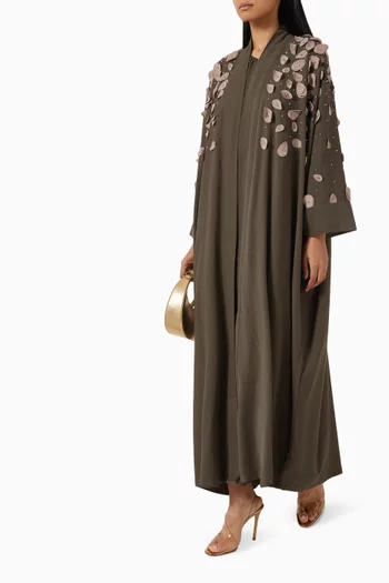 Elosie 3D Petal-embellished Abaya in Crepe