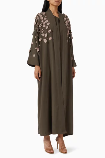 Elosie 3D Petal-embellished Abaya in Crepe