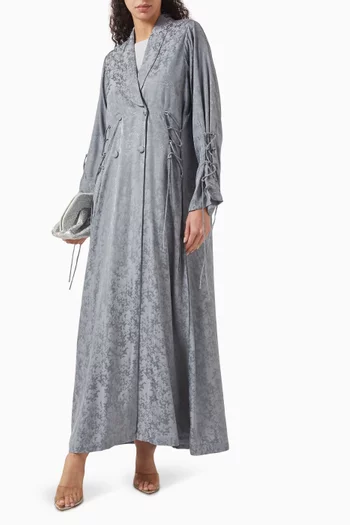 Rimal Buttoned Abaya Set in Washed Silk
