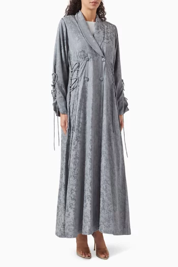 Rimal Buttoned Abaya Set in Washed Silk