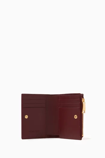 Small Bi-fold Zip Wallet in Intrecciato Leather